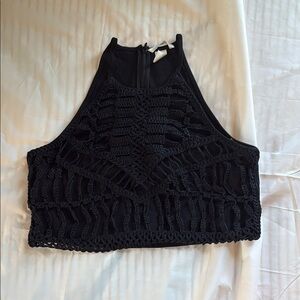 H&M Black Cropped Cut Out Tank Top